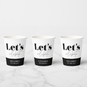 Vasos De Papel Chic Negro Blanco Celebremos Cumpleaños