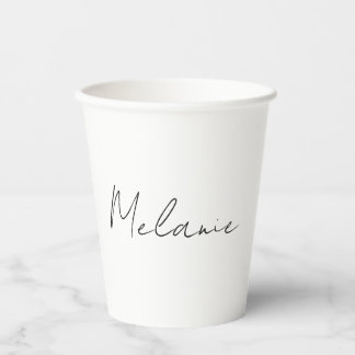 Vasos De Papel Chic Nombre Modernista Minimalista Letra a Mano