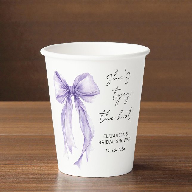 Vasos De Papel Chic Purple Bow Watercolor Bridal Shower (Chic Purple Bow Watercolor Bridal Shower Paper Cups)