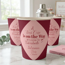 Vasos De Papel Chic rosa y rojo "A Tini One" Baby Shower