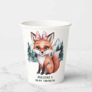Vasos De Papel Chica Adorable Baby Fox Watercolor Baby Shower