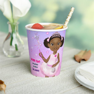 Vasos De Papel Chica afroamericana Fairy Princesa Ballerina
