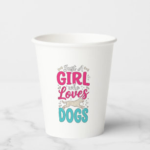 Vasos De Papel Chica Ama Perros Tipografía de Grabado Vintage Dis