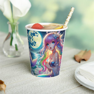 Vasos De Papel Chica Anime Cantando Pixie de Luz de Luna Sirena A