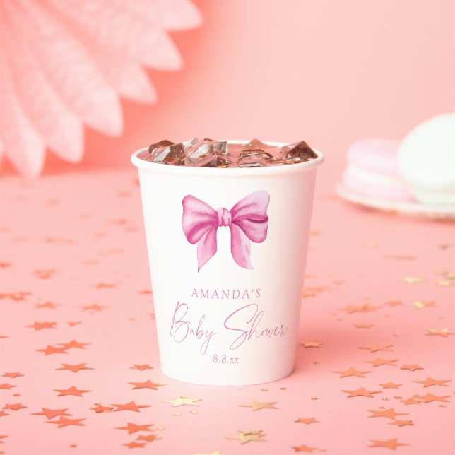 Vasos De Papel Chica ARCO ROSA baby shower (in situ)