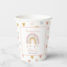Vasos De Papel Chica arcoiris enmudecido primero Fiesta de cumple