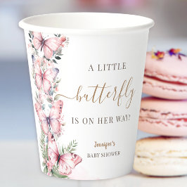 Vasos De Papel Chica Baby Shower de mariposa rosa