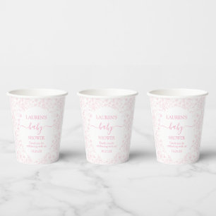 Vasos De Papel Chica Baby Shower de oso de tocador rosa