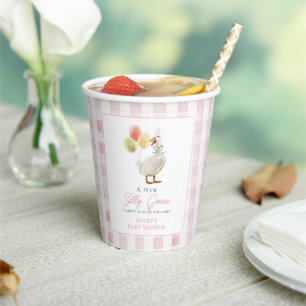 Vasos De Papel Chica Baby Shower de Silly Goose Pink Gingham