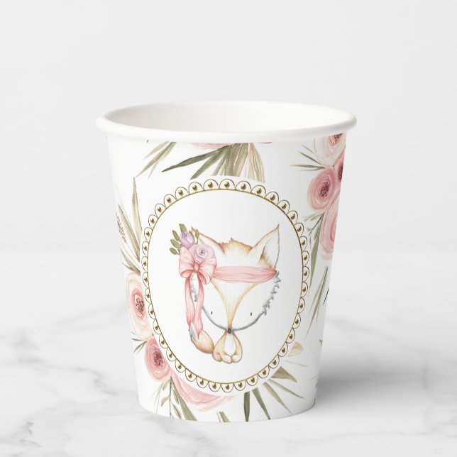 Vasos De Papel Chica Boho Fox Baby Shower (Anverso)