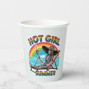 Vasos De Papel Chica caliente Skeleton Retro Beach Design
