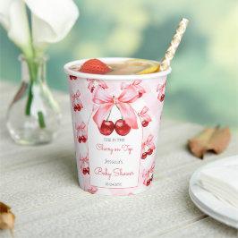 Vasos De Papel Chica Cherry Pink Bow Baby Shower