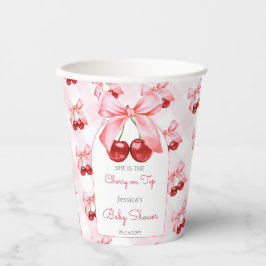 Vasos De Papel Chica Cherry Pink Bow Baby Shower