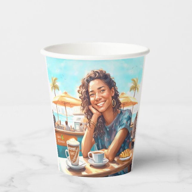 Vasos De Papel Chica con pausa para el café (Anverso)