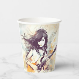 Vasos De Papel Chica con vibraciones de música rock