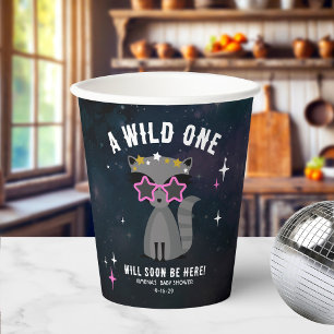 Vasos De Papel Chica Cósmico Raccoon Wild One Pink Baby Shower