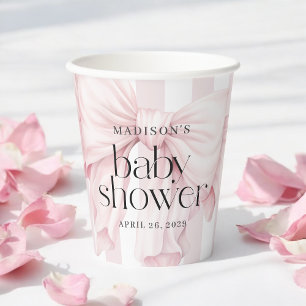 Vasos De Papel Chica Cute Pink Coquette Bow Baby Shower