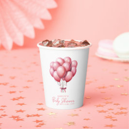 Vasos De Papel Chica de acuarela de globos rosados Baby Shower