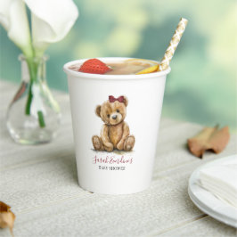 Vasos De Papel Chica de acuarela Teddy Bear Baby Shower