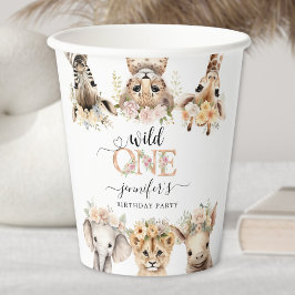 Vasos De Papel Chica de animales salvajes de un Safari