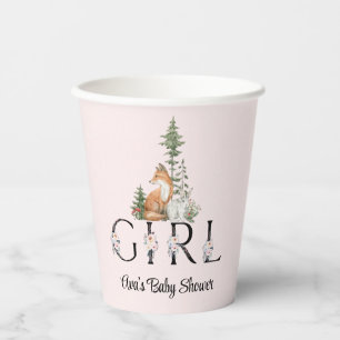 Vasos De Papel Chica de animales Woodland Baby Shower
