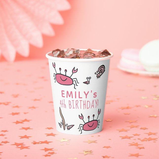 Vasos De Papel Chica de Aniversario de los animales del mar del C (in situ)