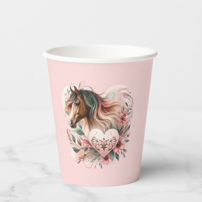 Vasos De Papel Chica de caballos Cumpleaños (Anverso)