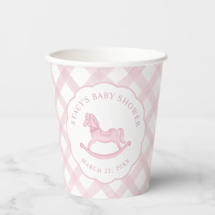 Vasos De Papel Chica de caballos rosados Baby Shower Cubos de pap