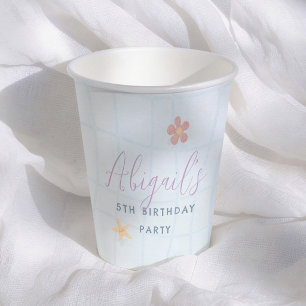 Vasos De Papel Chica de Fiesta en Piscina Cumpleaños