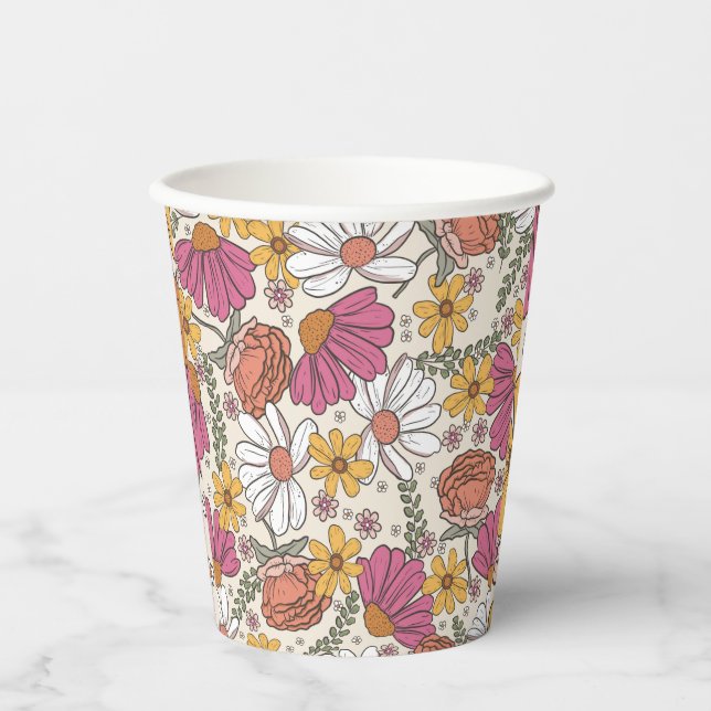 Vasos De Papel Chica de flores silvestres Tema (Anverso)
