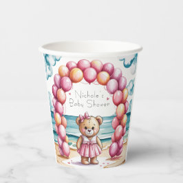 Vasos De Papel Chica de globo de oseo Teddy en la playa Baby Show