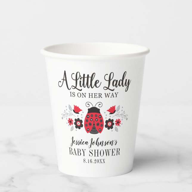Vasos De Papel Chica de Little Lady Ladybug Baby Shower (Anverso)