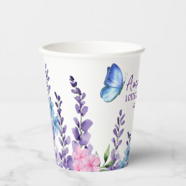 Vasos De Papel Chica de mariposa floral rosa Cumpleaños