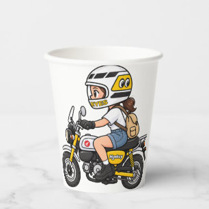 Vasos De Papel Chica de Motocicleta Adorable – Dibujo Animado de