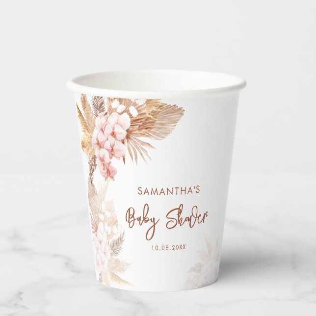 Vasos De Papel Chica de Pampas Grass Boho Baby Shower (Anverso)