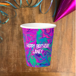 Vasos De Papel Chica del Purpurina Verde azulado Rosado de Guay C