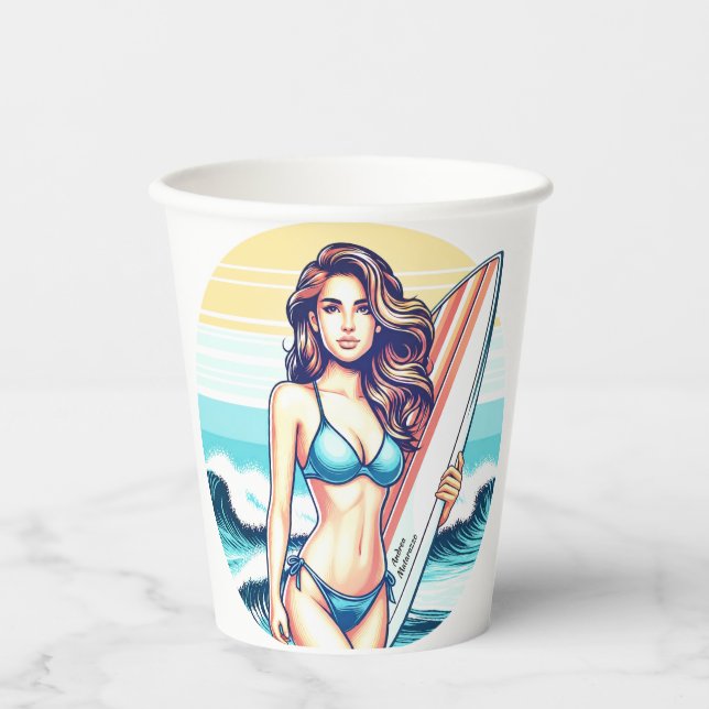 Vasos De Papel Chica Deporte & Surf (Anverso)