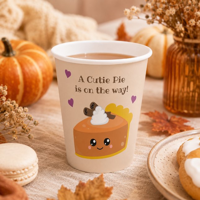 Vasos De Papel Chica Dulce Fiesta de Bebé Otoño (Celebrate the sweetest little arrival with these adorable Cutie Pie Fall Baby Shower Paper Cups.)