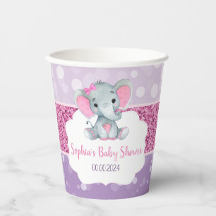 Vasos De Papel Chica Elephant Shower Personalizado de tazas de pa