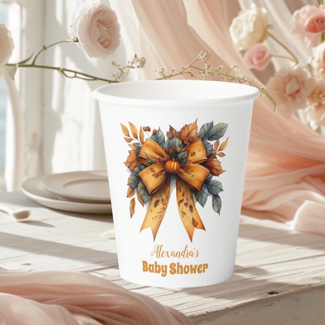 Vasos De Papel Chica Fall Bow Baby Shower (Subido por el creador)
