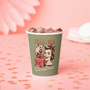 Vasos De Papel Chica Feral Navidad Oposum Xmas Basura Retro