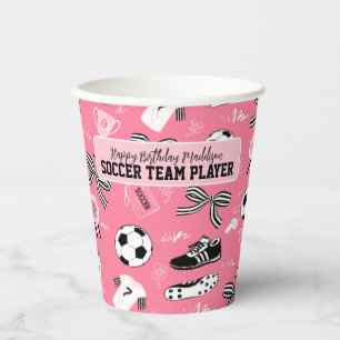 Vasos De Papel Chica Futbolista fiesta de cumpleaños giratorio ro