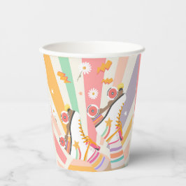Vasos De Papel Chica Groovy de Roller Skate Retro Groovy Cumpleañ