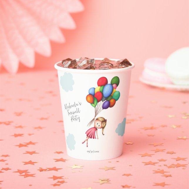 Vasos De Papel Chica Linda con Globos Fiesta de Despedida (in situ)