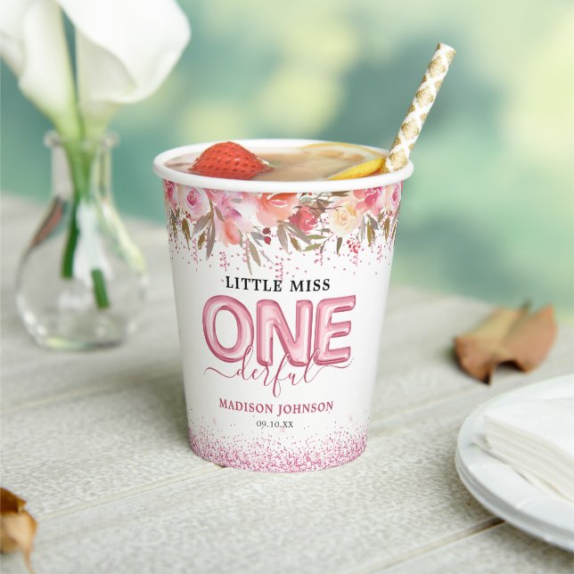 Vasos De Papel Chica linda Miss Pequeña Maravillosa Primer Cumple (in situ)