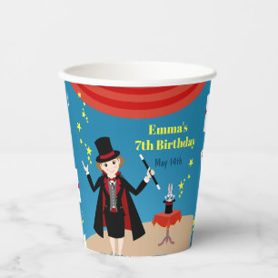 Vasos De Papel Chica mago muestra fiesta de cumpleaños
