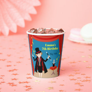 Vasos De Papel Chica mago muestra fiesta de cumpleaños