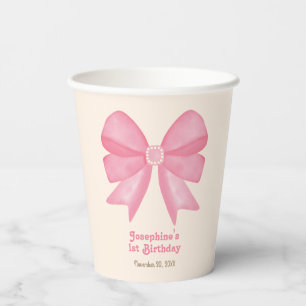 Vasos De Papel Chica Mínimo Rosa Bow Sweet Birthday
