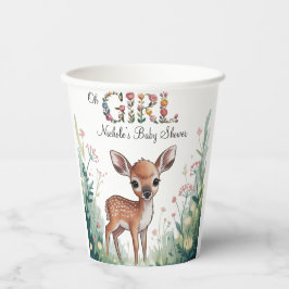 Vasos De Papel Chica: Pequeño Chica de Deer Fawn Baby Shower