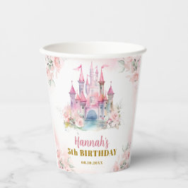 Vasos De Papel Chica Princesa Royal Castle Quinto cumpleaños